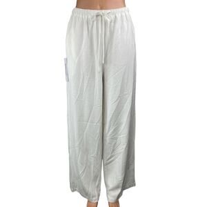 NEW Princess Polly Parklea White Linen Wide Leg Palazzo Trousers Sweatpants 10